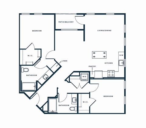 a floor plan of a bedroom floor plan with an open concept living room and kitchen